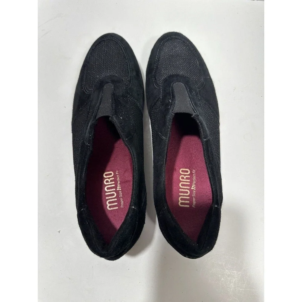 Munro Shoes Womens 8‎ N Olympia Sneakers Black Fabric Leather Comfort M110888